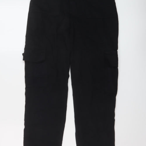 Boohoo Womens Black Cotton Cargo Trousers Size 4 L28 in Regular Button