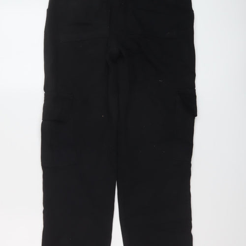 Boohoo Womens Black Cotton Cargo Trousers Size 4 L28 in Regular Button