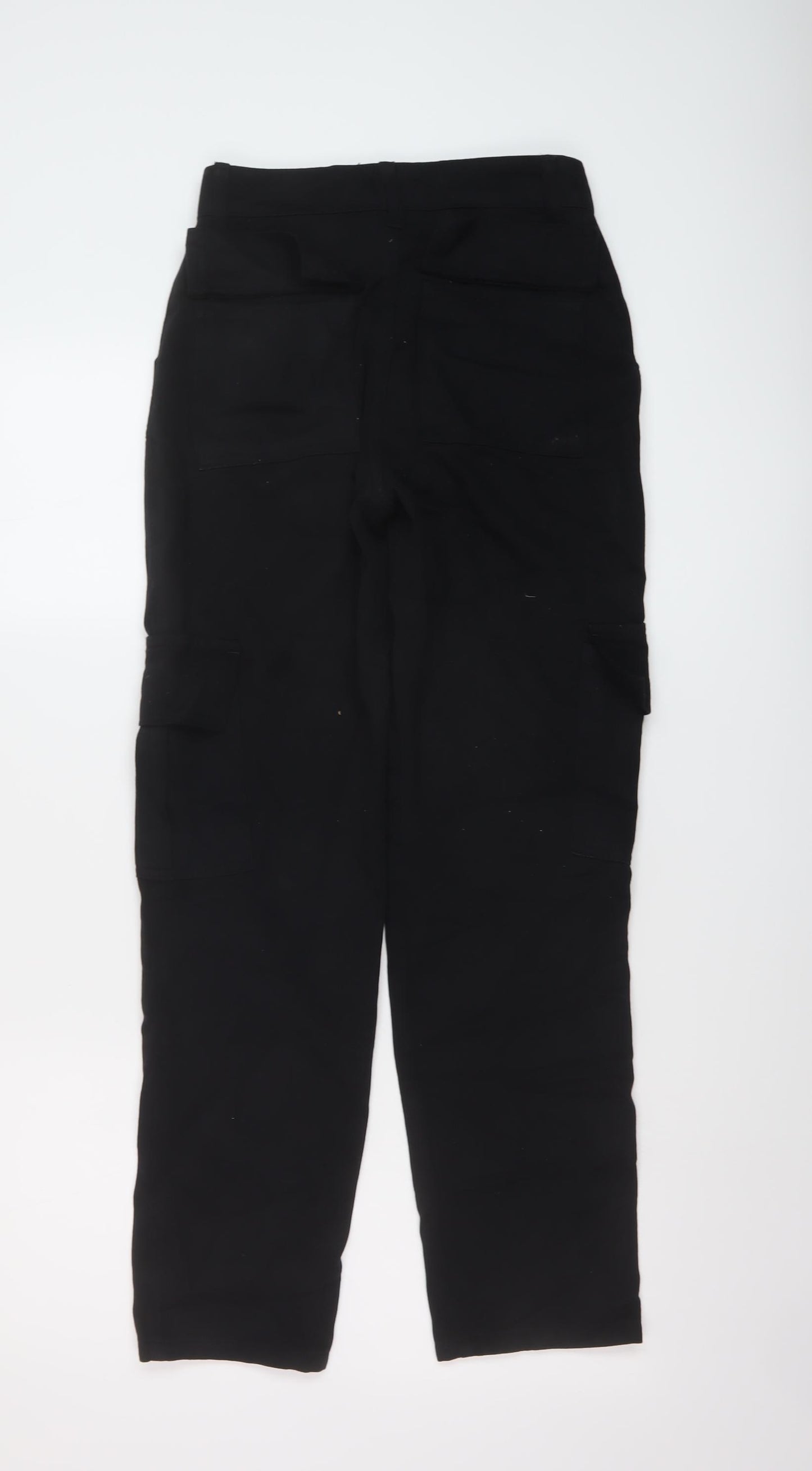 Boohoo Womens Black Cotton Cargo Trousers Size 4 L28 in Regular Button