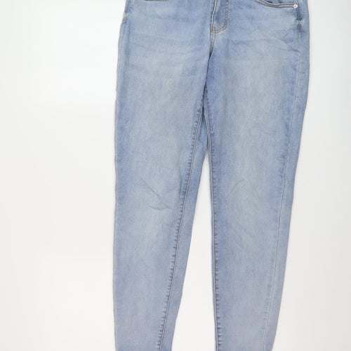 Denim & Co. Womens Blue Cotton Skinny Jeans Size 12 L28 in Regular Button