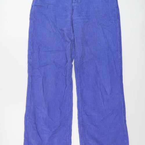 Zara Womens Blue Cotton Trousers Size 8 L30 in Regular Button
