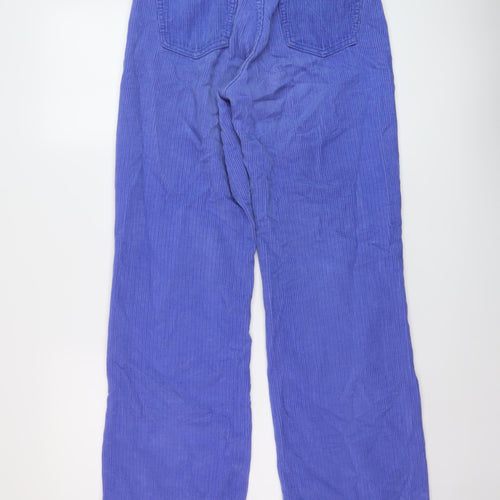 Zara Womens Blue Cotton Trousers Size 8 L30 in Regular Button
