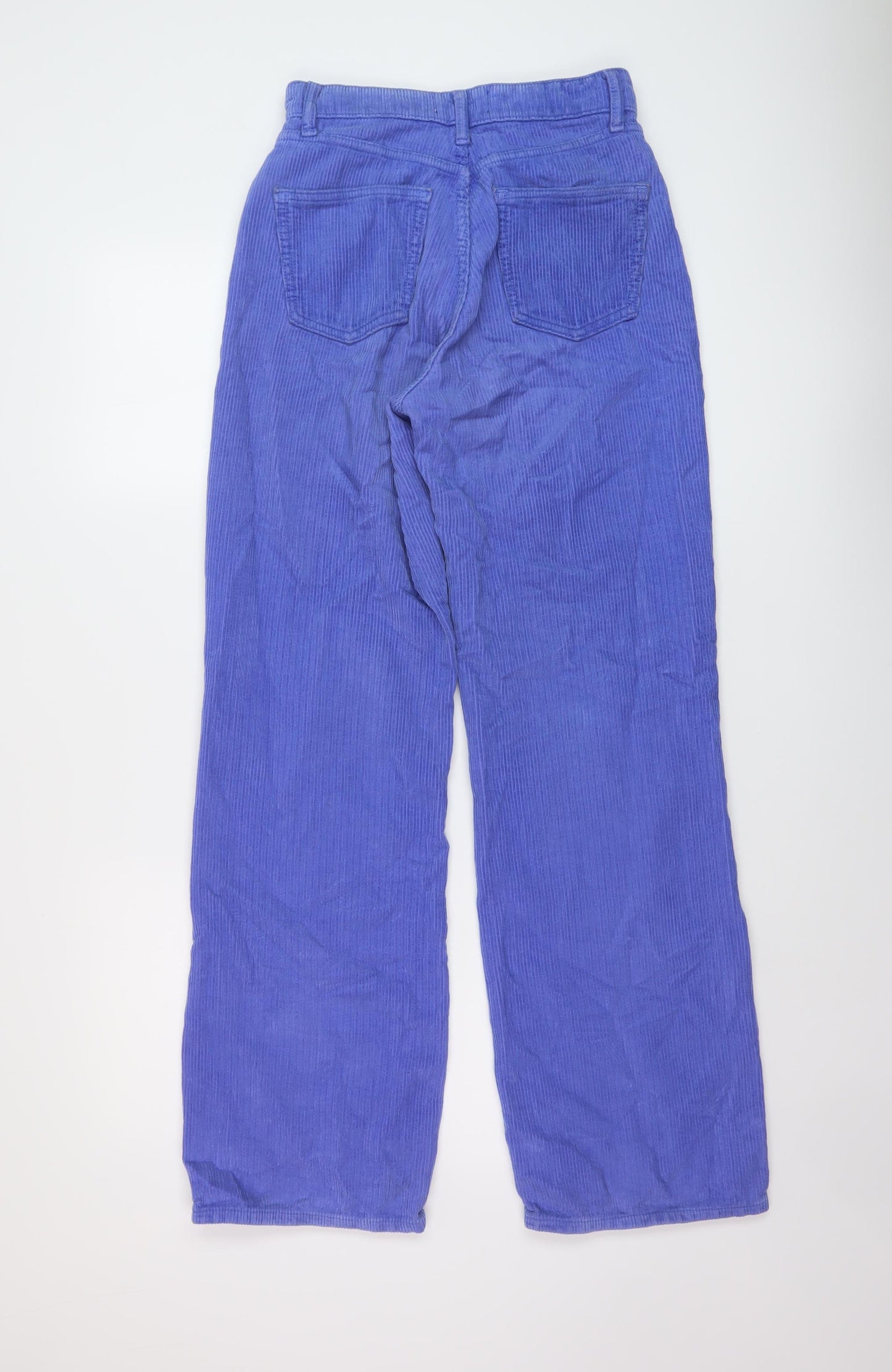 Zara Womens Blue Cotton Trousers Size 8 L30 in Regular Button