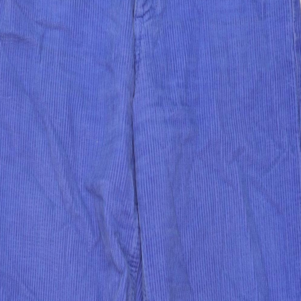 Zara Womens Blue Cotton Trousers Size 8 L30 in Regular Button