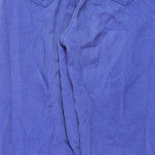 Zara Womens Blue Cotton Trousers Size 8 L30 in Regular Button