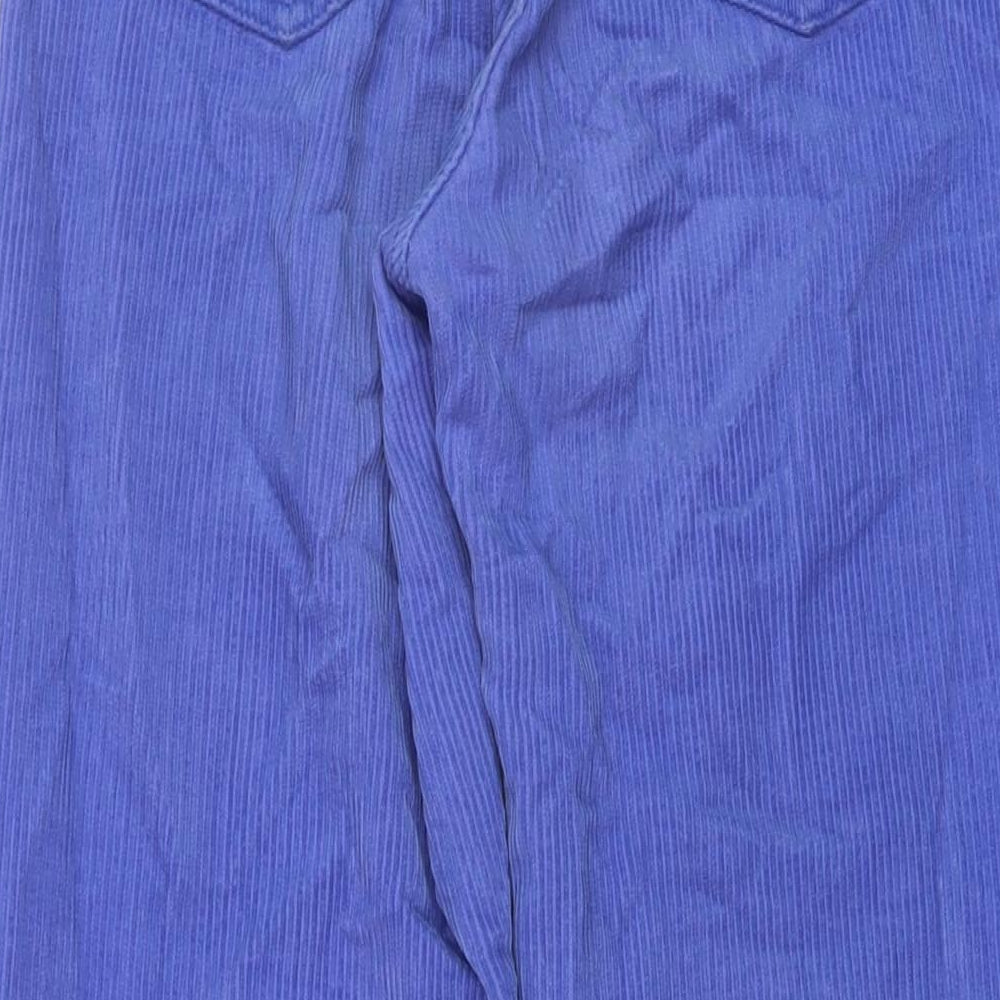 Zara Womens Blue Cotton Trousers Size 8 L30 in Regular Button