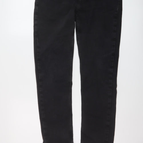 F&F Womens Grey Cotton Straight Jeans Size 14 L28 in Regular Button