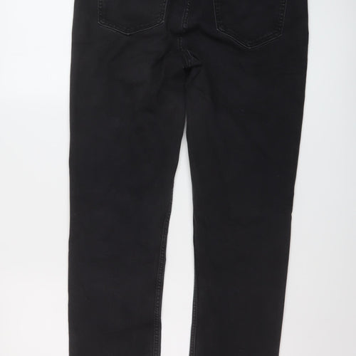 F&F Womens Grey Cotton Straight Jeans Size 14 L28 in Regular Button