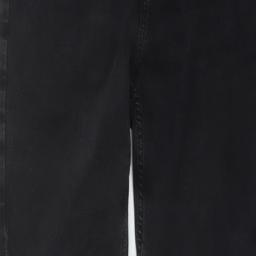 F&F Womens Grey Cotton Straight Jeans Size 14 L28 in Regular Button