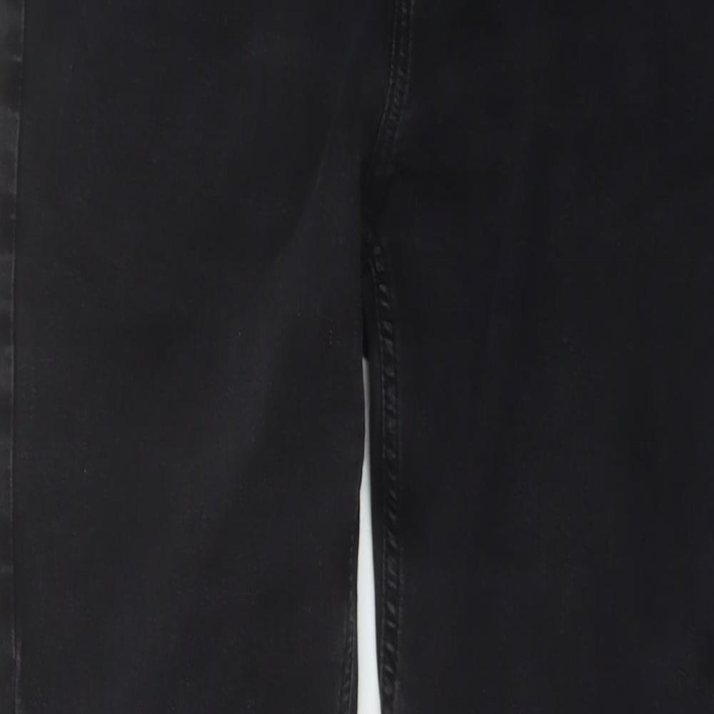 F&F Womens Grey Cotton Straight Jeans Size 14 L28 in Regular Button