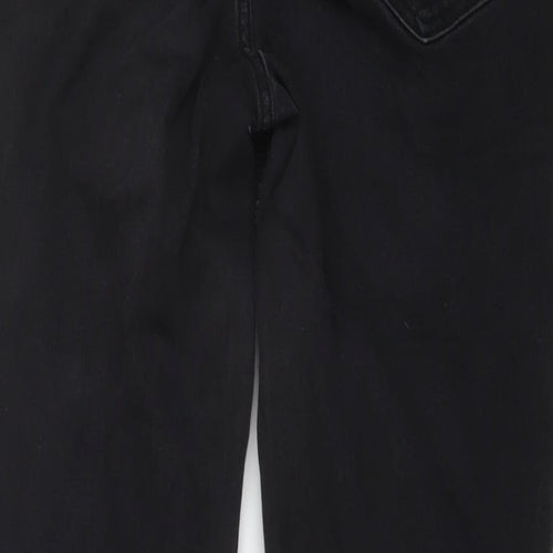 F&F Womens Grey Cotton Straight Jeans Size 14 L28 in Regular Button