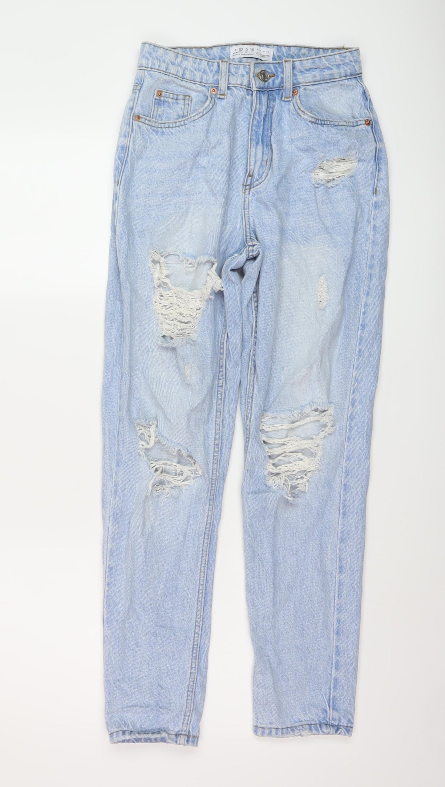 Denim & Co. Womens Blue Cotton Mom Jeans Size 4 L28 in Regular Button