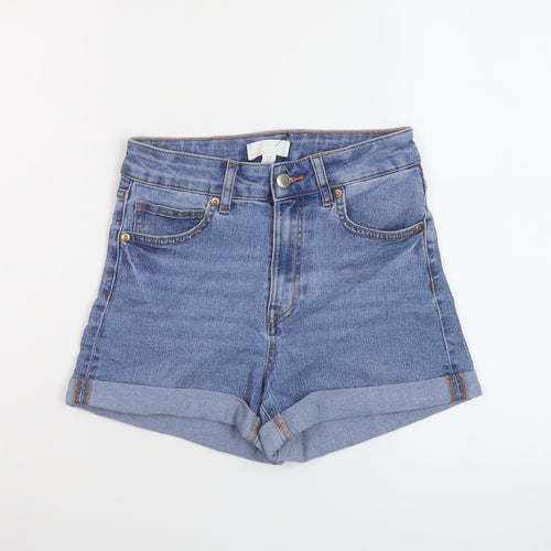 H&M Womens Blue Cotton Hot Pants Shorts Size 10 L3 in Regular Button