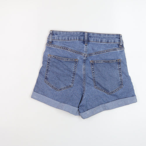 H&M Womens Blue Cotton Hot Pants Shorts Size 10 L3 in Regular Button