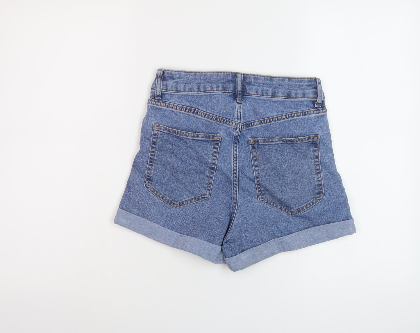 H&M Womens Blue Cotton Hot Pants Shorts Size 10 L3 in Regular Button