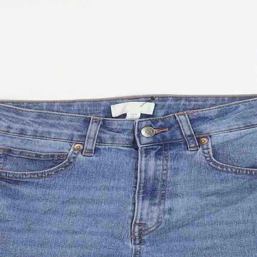 H&M Womens Blue Cotton Hot Pants Shorts Size 10 L3 in Regular Button