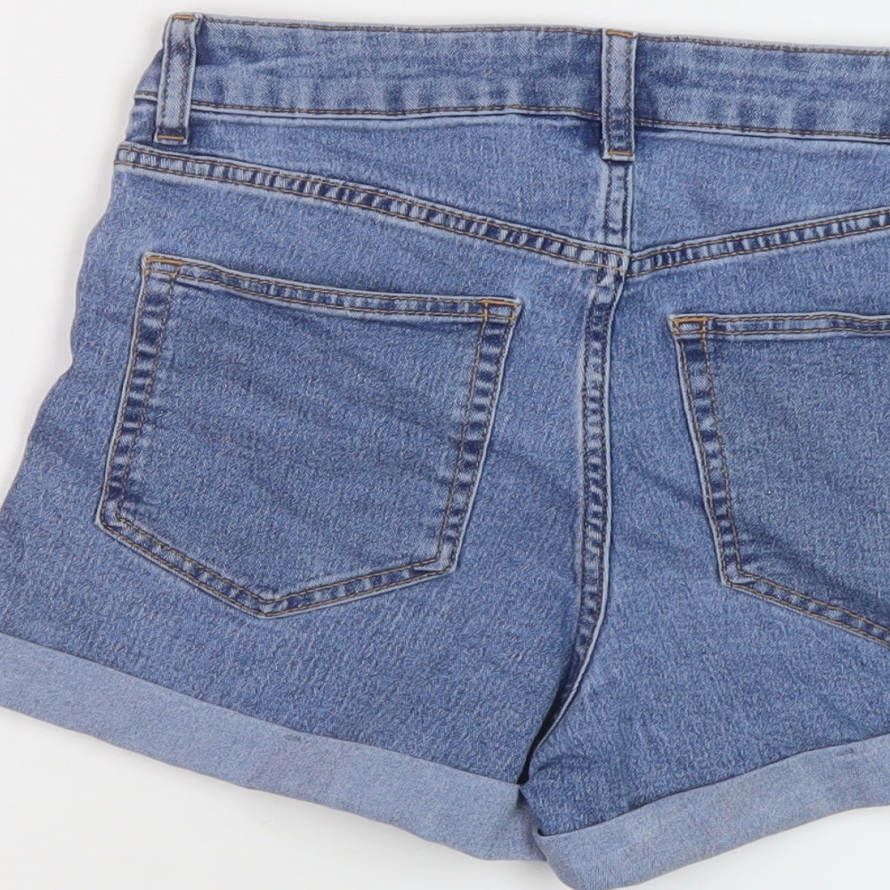 H&M Womens Blue Cotton Hot Pants Shorts Size 10 L3 in Regular Button