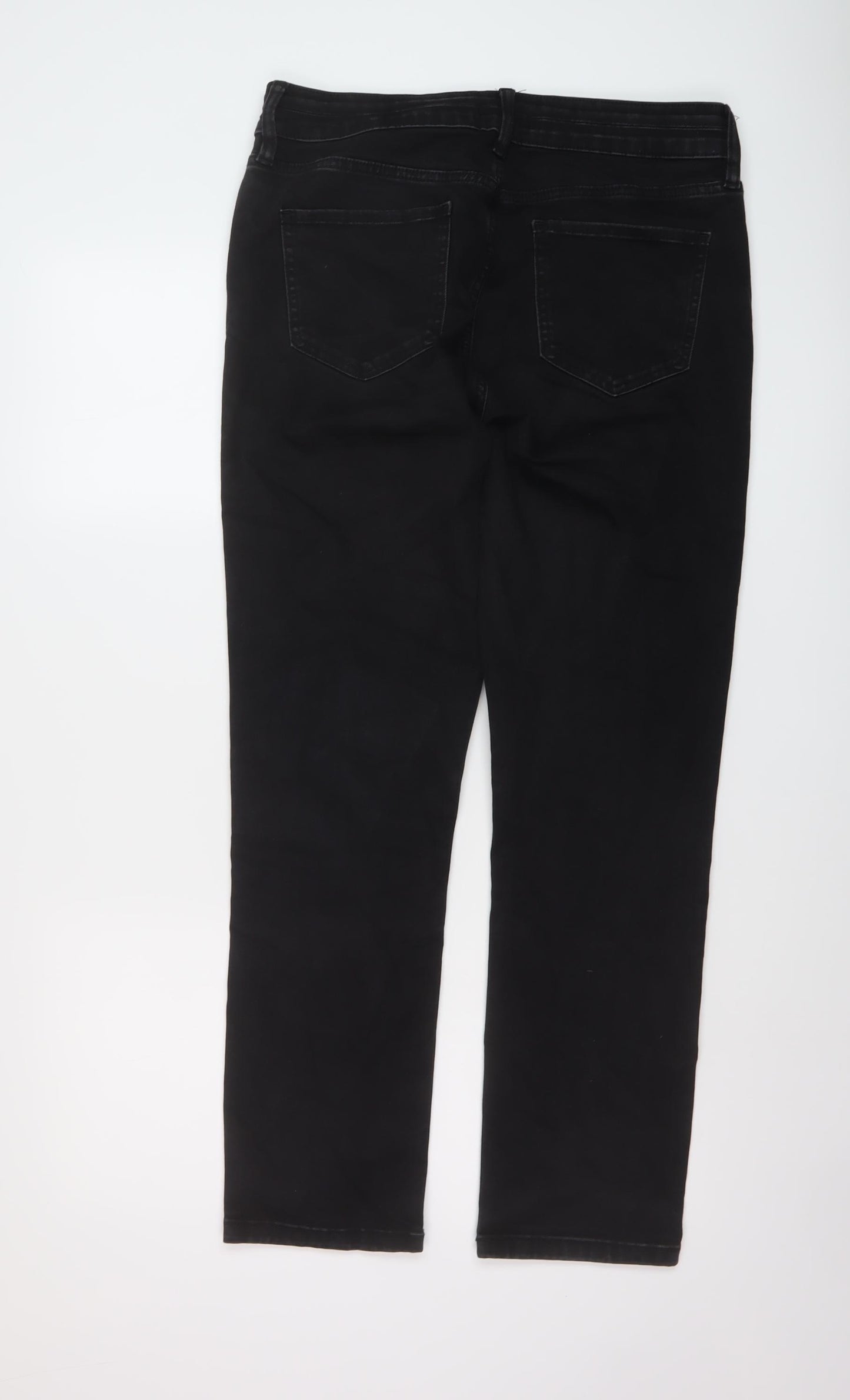 F&F Womens Grey Cotton Straight Jeans Size 14 L29 in Regular Button