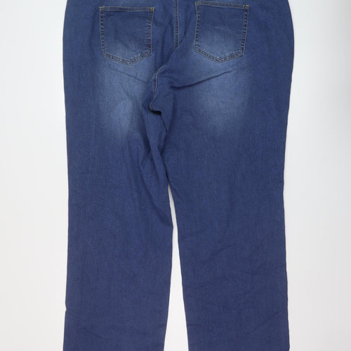 Evans Womens Blue Cotton Straight Jeans Size 42 in L31 in Regular Button