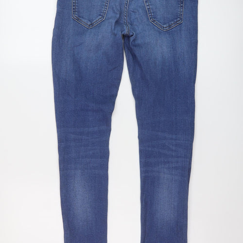 River Island Mens Blue Cotton Skinny Jeans Size 28 in L32 in Regular Button