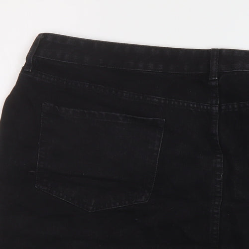 F&F Womens Black Cotton Mini Skirt Size 20 Button