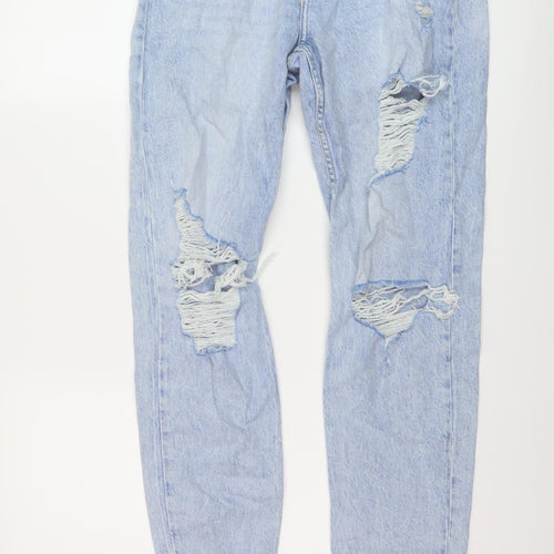 Denim & Co. Womens Blue Cotton Mom Jeans Size 10 L29 in Regular Button