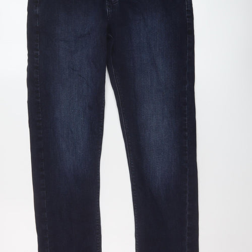 Marks and Spencer Mens Blue Cotton Straight Jeans Size 30 in L33 in Slim Button