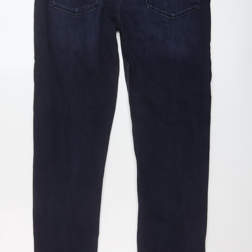 Marks and Spencer Mens Blue Cotton Straight Jeans Size 30 in L33 in Slim Button