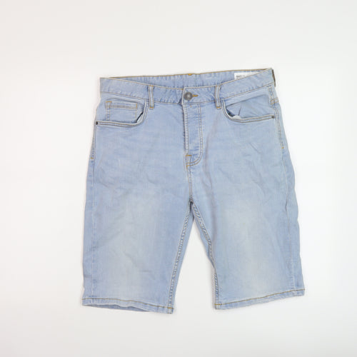 Denim & Co. Mens Blue Cotton Bermuda Shorts Size 34 in L12 in Slim Button