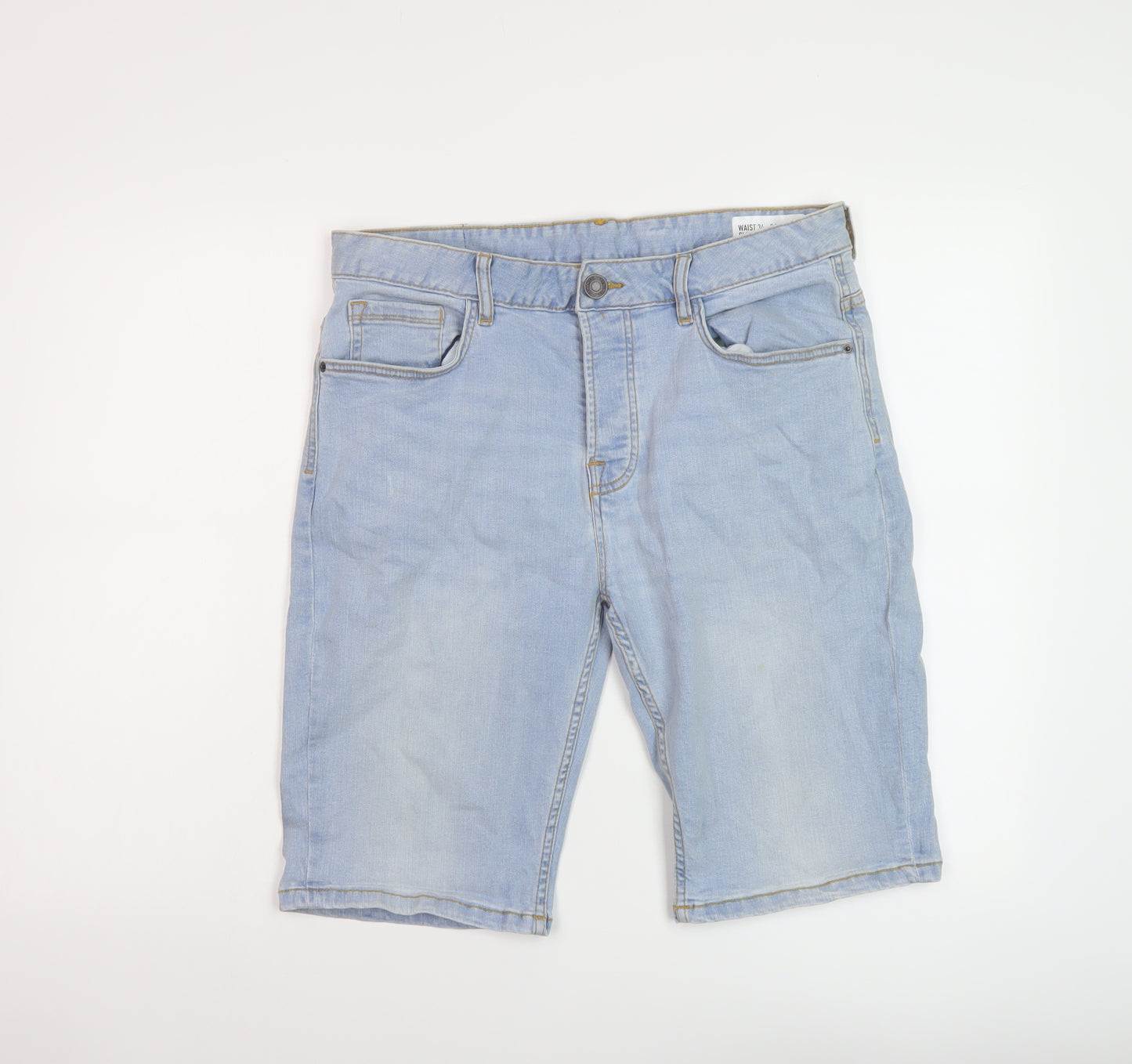 Denim & Co. Mens Blue Cotton Bermuda Shorts Size 34 in L12 in Slim Button