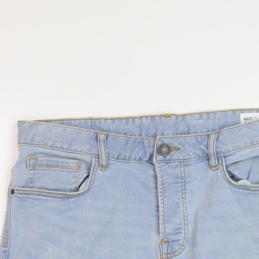 Denim & Co. Mens Blue Cotton Bermuda Shorts Size 34 in L12 in Slim Button