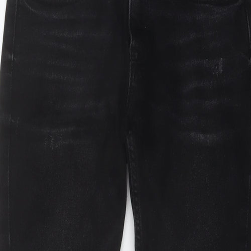 Zara Womens Black Cotton Straight Jeans Size 8 L26 in Regular Button