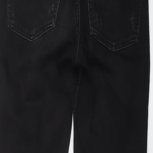 Zara Womens Black Cotton Straight Jeans Size 8 L26 in Regular Button