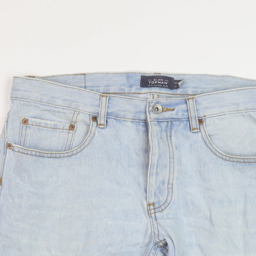 Topman Mens Blue Cotton Bermuda Shorts Size 32 in L10 in Regular Button