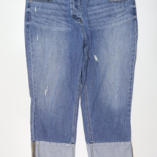 NEXT Womens Blue Cotton Cropped Jeans Size 18 L25 in Regular Button