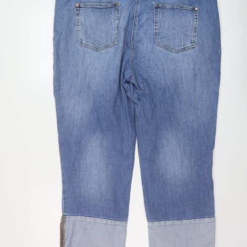 NEXT Womens Blue Cotton Cropped Jeans Size 18 L25 in Regular Button