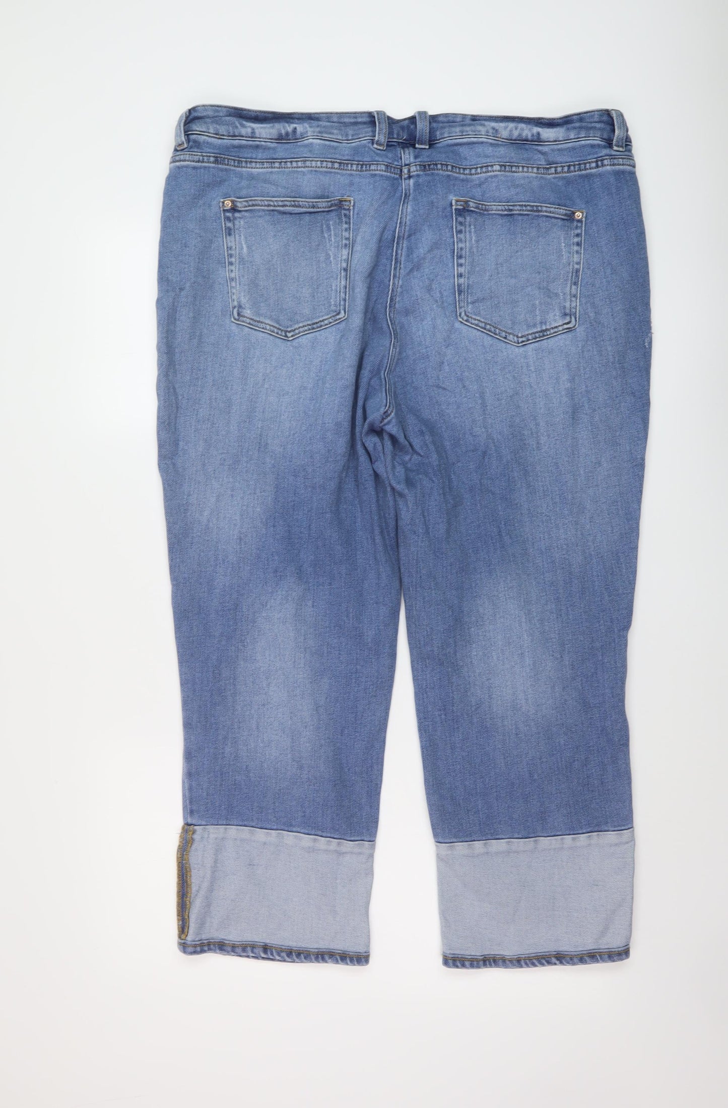 NEXT Womens Blue Cotton Cropped Jeans Size 18 L25 in Regular Button