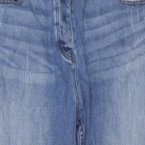 NEXT Womens Blue Cotton Cropped Jeans Size 18 L25 in Regular Button