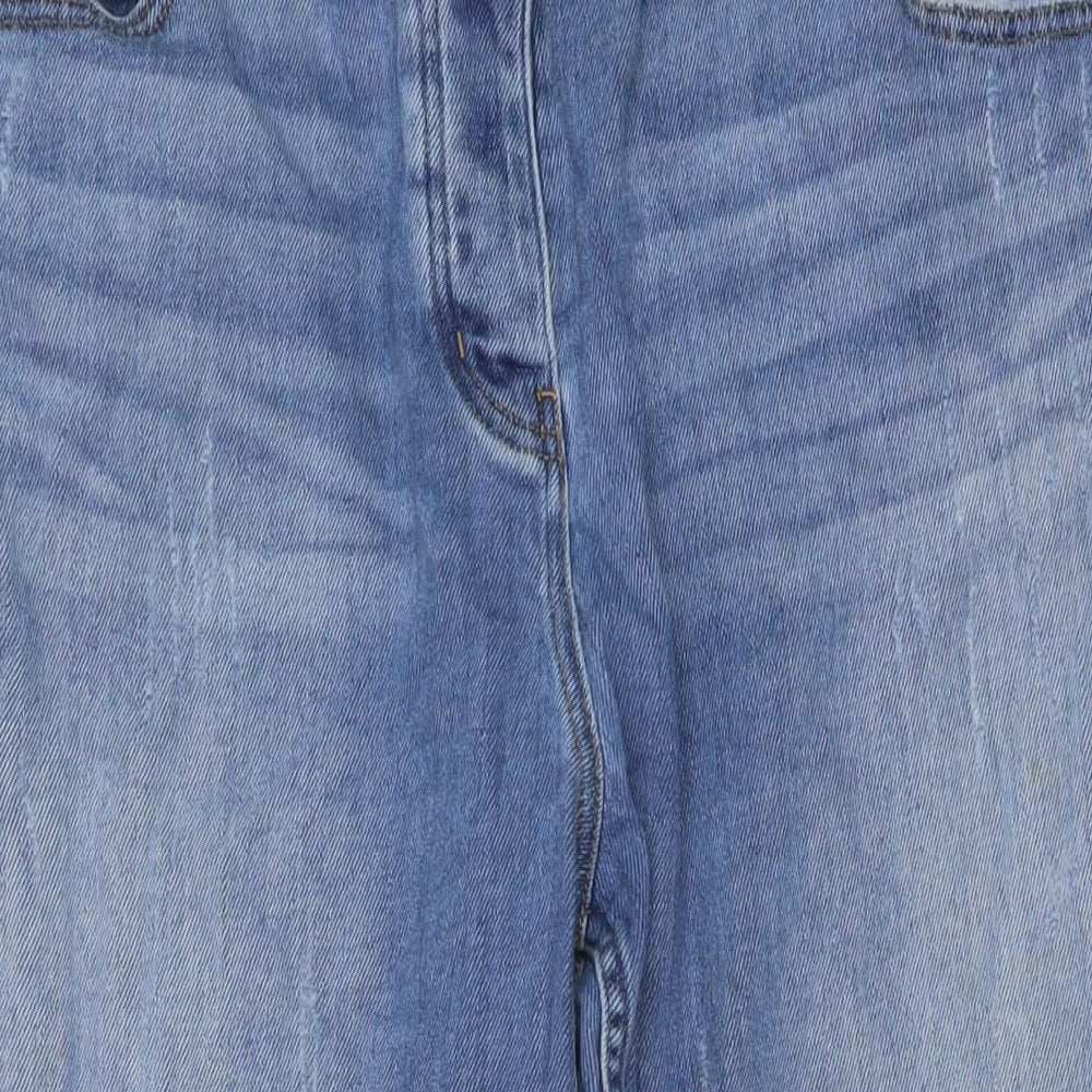 NEXT Womens Blue Cotton Cropped Jeans Size 18 L25 in Regular Button