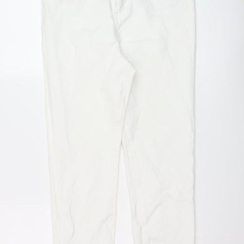 Marks and Spencer Womens White Cotton Skinny Jeans Size 14 L24 in Regular Button