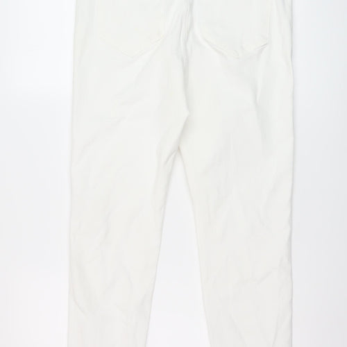 Marks and Spencer Womens White Cotton Skinny Jeans Size 14 L24 in Regular Button