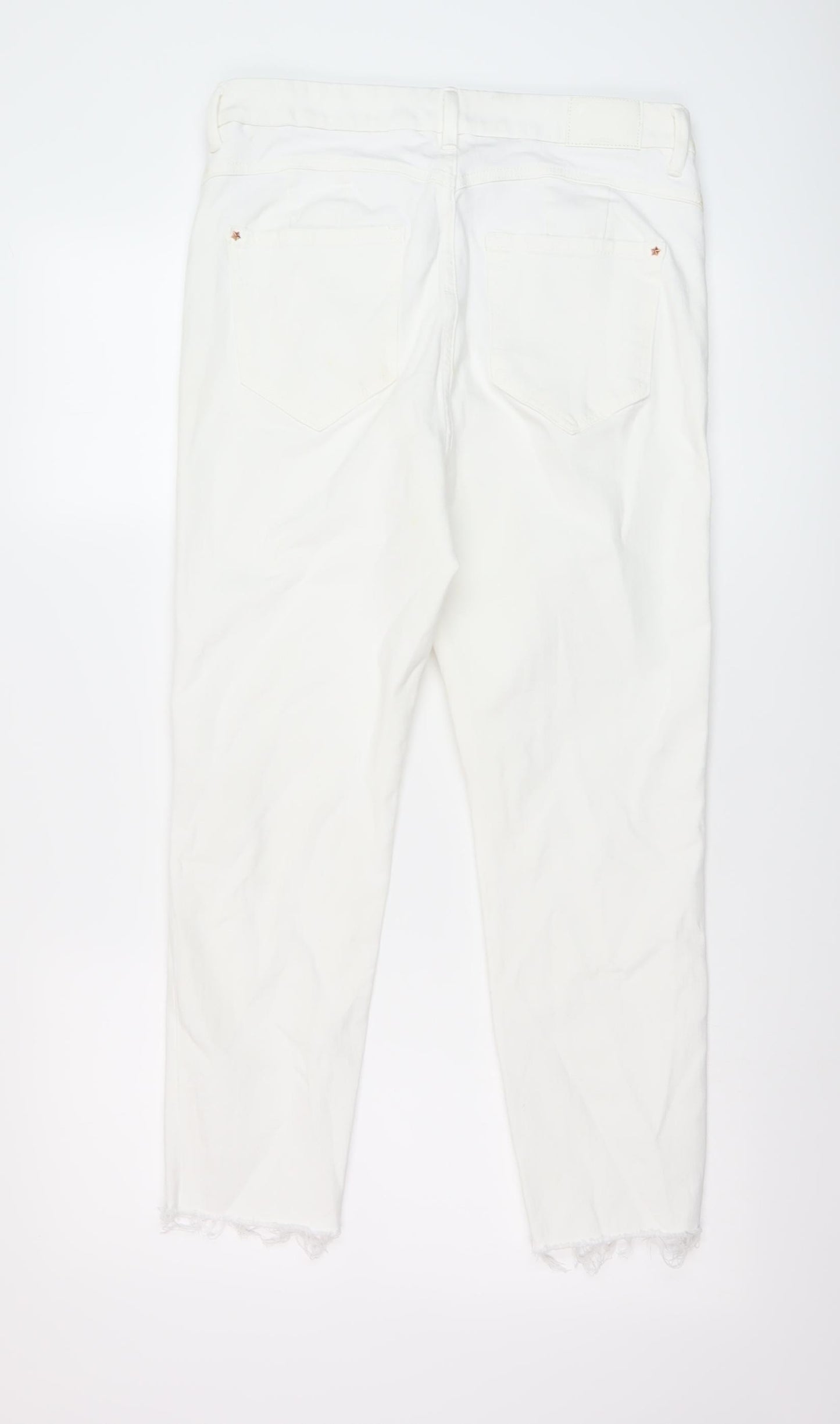 Marks and Spencer Womens White Cotton Skinny Jeans Size 14 L24 in Regular Button