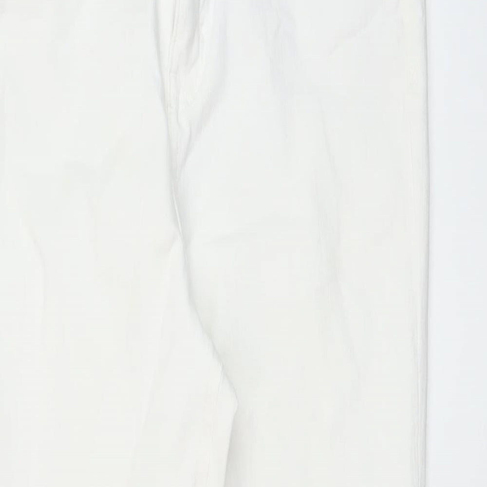 Marks and Spencer Womens White Cotton Skinny Jeans Size 14 L24 in Regular Button