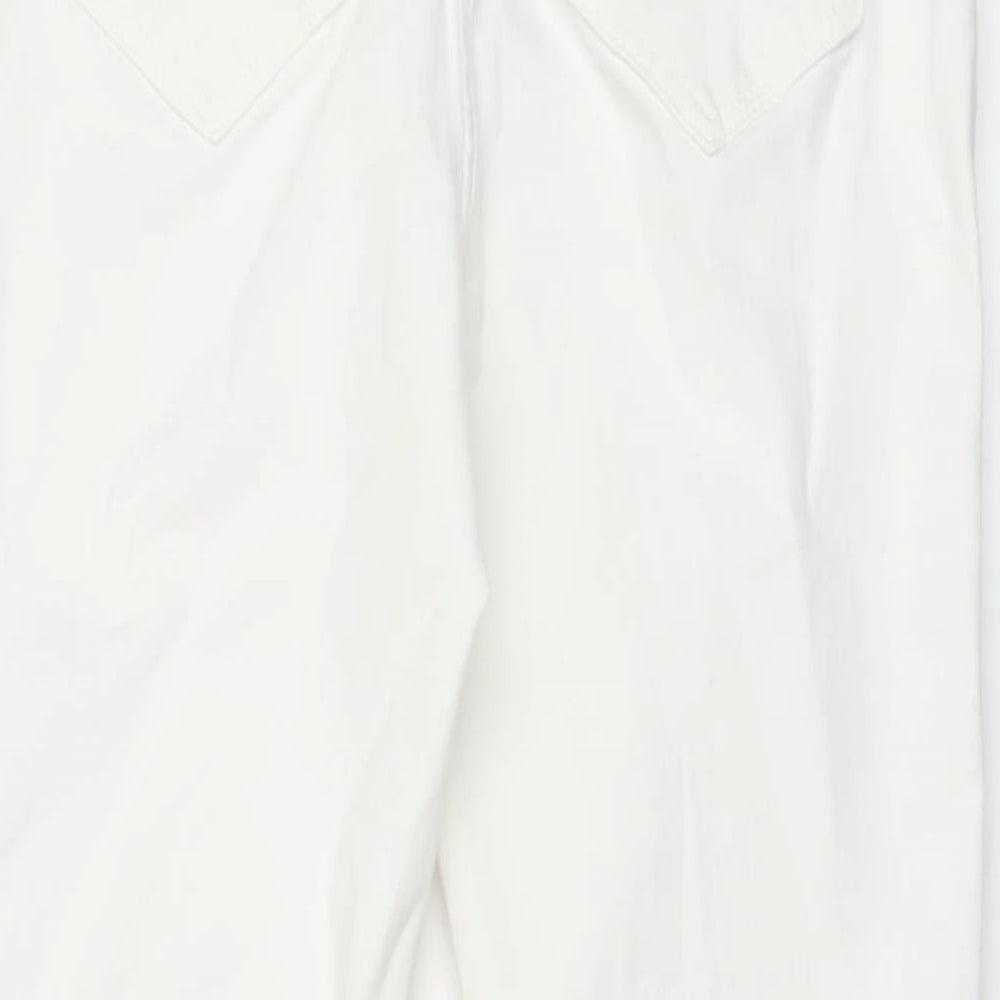 Marks and Spencer Womens White Cotton Skinny Jeans Size 14 L24 in Regular Button