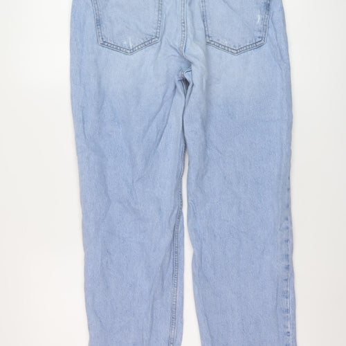 Pull&Bear Womens Blue Cotton Mom Jeans Size 10 L26 in Regular Button
