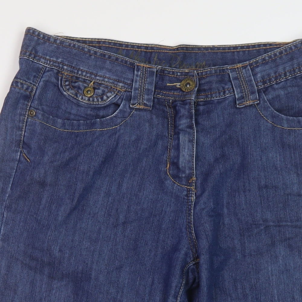 BHS Womens Blue Cotton Bermuda Shorts Size 14 L14 in Regular Button