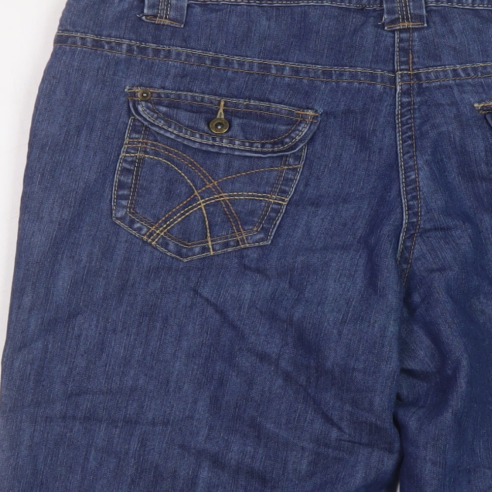BHS Womens Blue Cotton Bermuda Shorts Size 14 L14 in Regular Button