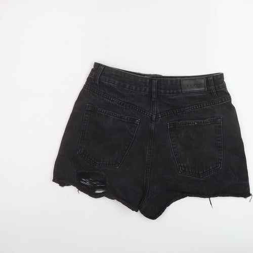 Glassons Womens Black Cotton Mom Shorts Size 10 L3 in Regular Button