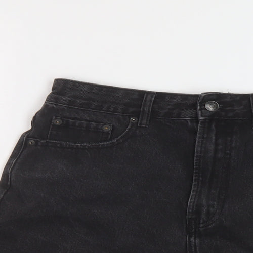 Glassons Womens Black Cotton Mom Shorts Size 10 L3 in Regular Button