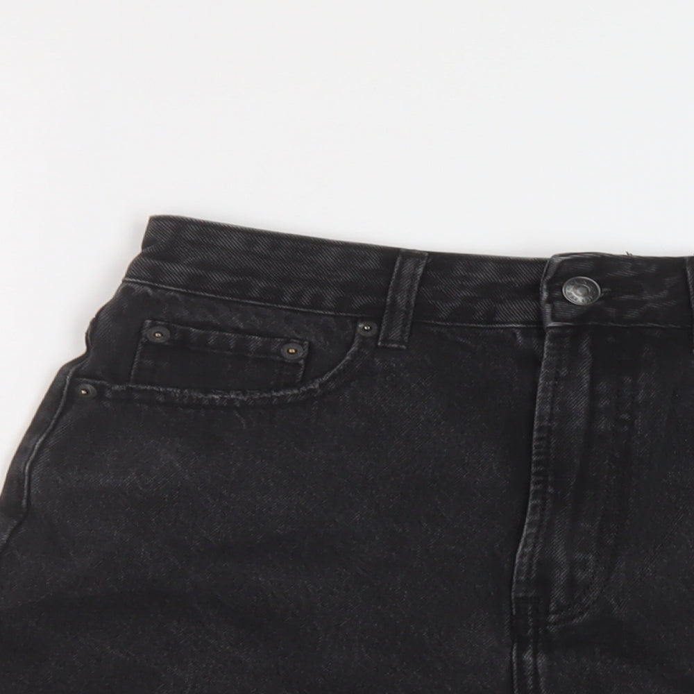 Glassons Womens Black Cotton Mom Shorts Size 10 L3 in Regular Button